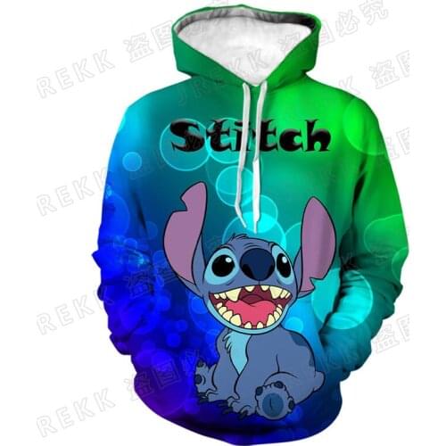 2021 Fashion Casual Funny Stitch Hoodies Men Women Children Disney Anime 3D Print Sweatshirts Boy Girl Kids Pullover Cool Tops