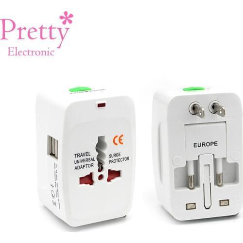 New Dual USB Charging Port All in One Universal Worldwide Convenient Travel Wall Charger Power UK AU US EU Plug Adapter Adapter