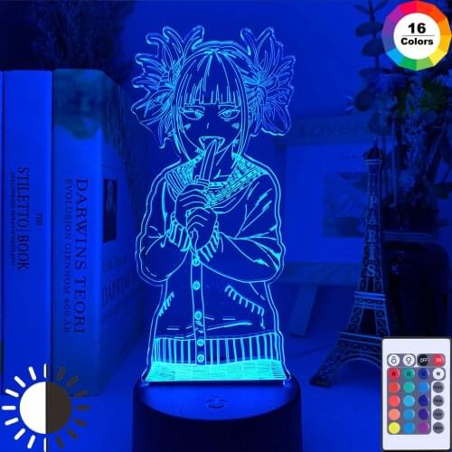 3D Led Night Light My Hero Academia Toga Himiko Figure Gift Nightlight for Kids Bedroom Decoration Light Bedside Table Lamp