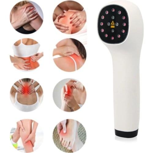 4pcs 808nm + 12pcs 650nm Red Light Therapy Device Pain Relief for Knee Shoulder Back Arthritic Sciatic Pain Laser Cold Therapy