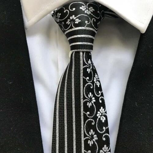 6cm Unique Designer Men Woven Ties Personality Panel Necktie Half Paisley with Vertical Stripes