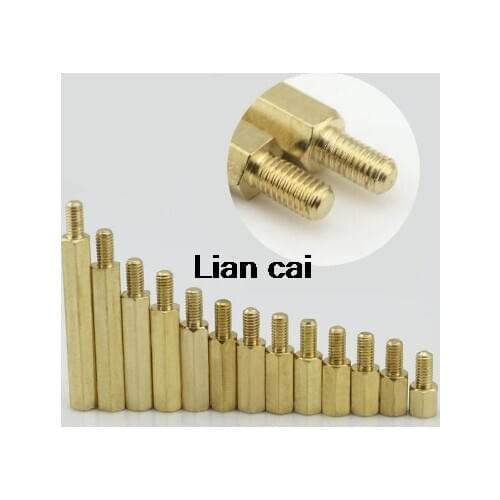 Free shiiping 100pcs CSS M3 Male x M3 Female Hexagonal Brass PCB Standoffs Spacers M3*4/6/8/10/12/15/20+6mm