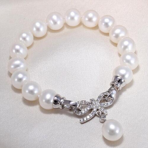 Natural Cultured Freshwater Pearl Bracelet 9-10MM 8"