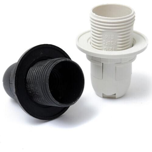 Black white Edison Screw Es E14 M10 Light Bulb Lamp Holder Pendant Socket & Lampshade Collar