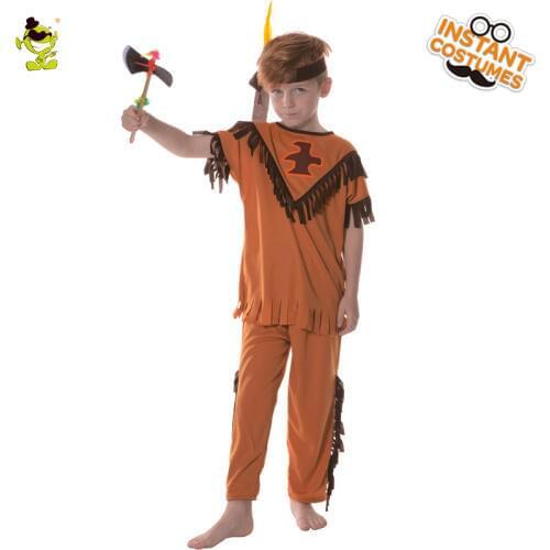 Children Indian Costumes Boys Ancient Caveman Role Play Sets Carnival Party Cosplay Clothes for Role Play Party