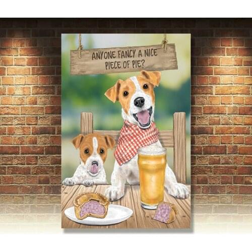 Nice Piece Of Pie? Pint Jack Russell Dog Puppy Small Metal/Steel Wall Sign