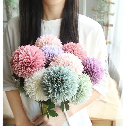 1 PC Dandelion Flower Ball Simulation Road Cited Artificial Flower Wall Fake Flower Home Decor Wedding Holding Real touch Flower