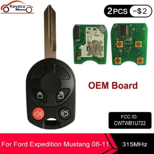 KEYECU OEM Board Remote Key 4B 315MHz Texas 4D63 40 Bits Chip Fob for Ford Expedition Mustang Taurus 2008-2011 FCCID: CWTWB1U722
