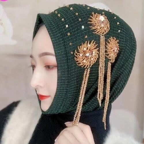 Tassels Diamonds Arabic Shawl Wrap Muslim Head Scarf Hijabs