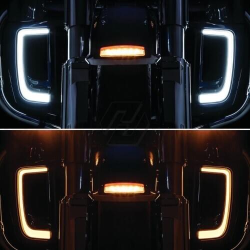 Motorcycle LED Fairing Lower Grills Turn Signal Light Case for Harley Touring FLHTCU FLHTCUL FLHTK FLTRK FLHXSE 2014-2020