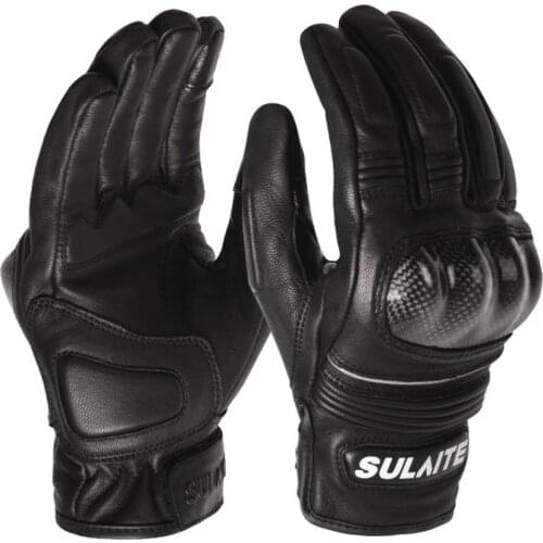 Motorcycle Sheepskin Full Finger Gloves Riding Carbon Fiber Breathable Gloves Motorbike Bicycle Fashion Glove Touch Screen Glove