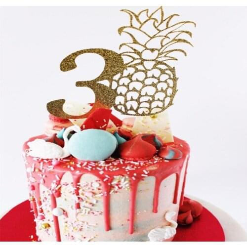 Custom 30 40 50 60 birthday large gold glitter pineapple cake topper, party, tropical party, custom number, 30th birthday party