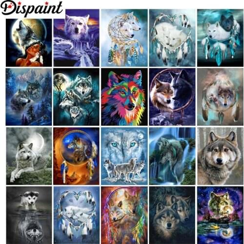 Dispaint 5D Diamond Embroidery Needlework Kit "Animal wolf scenery" Diy Diamond Painting Cross Stitch Home Decoration Gift