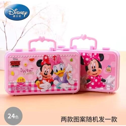 24 colors Disney Cartoon Minnie girls princess brush set Drawing Toys boys Mickey Painting Early Educational Toys for Kids gift