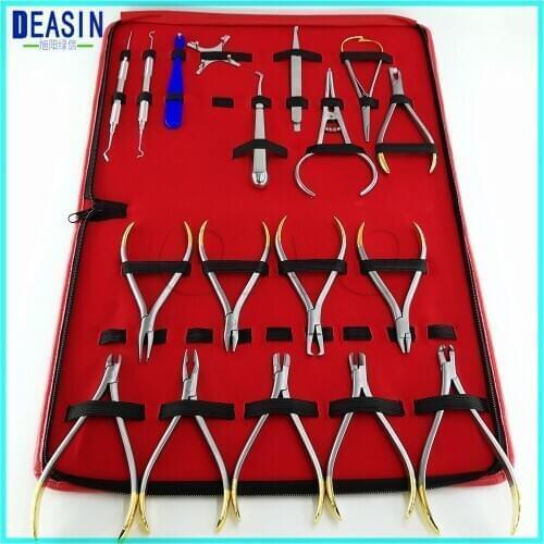 18pcs good quality Dental Orthodontics Instruments Set Ring Retractable Bracket Locator Subalong Pliers