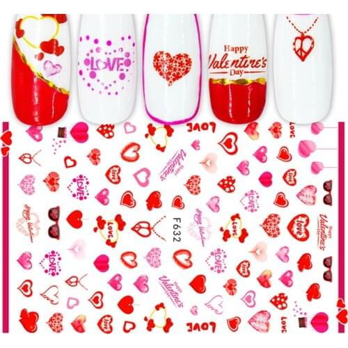 Love Lip Print Rose Butterfly Love Font Nail Sticker Art Nail Decoration Adhesive Accessories Sticker 10PCS