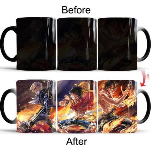One Piece Creative Gifts Magic Coffee Milk Mugs Hot Drink Cup Color Changing Mug Drinkware Tea Cup Birthday Present
