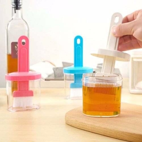 Portable Oil Bottle with Brush Grill Oil Brushes Liquid Oil Pastry Kitchen Baking BBQ Tool Temperature Resistant Brush