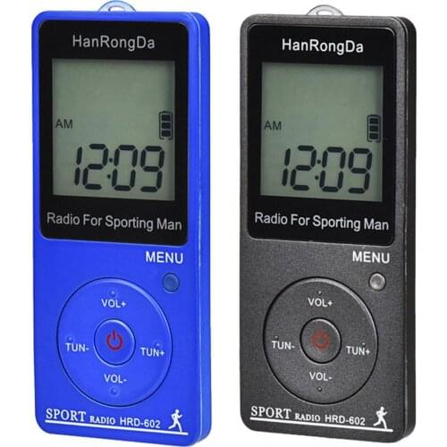 HanRongDa Radio FM/AM Radio Portable Radio Receiver LCD Display Lock Button Pocket Radio with Earphone Sports Pedometer