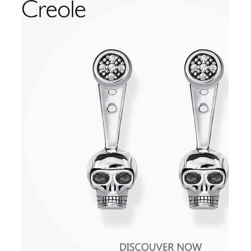 Ear Stud Earrings Jackets Skull,2019 Accessories Fashion Jewelry 925 Sterling Silver Punk Carpe Diem Gift For Women Men