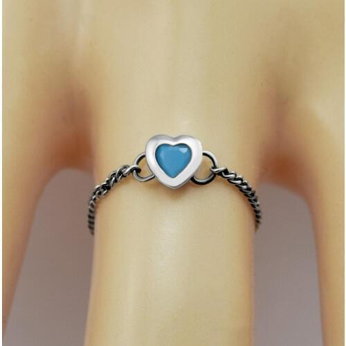 Blue Spirited Heart Ring 925 Sterling-Silver-Rings DIY Fashion European Jewelry For Women Wholesale Woman Gift Rings