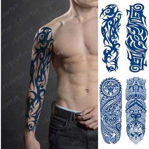 Juice 2 weeks last full Arm Tattoo Japanese Wave Waterproof Temporary Tattoo Sticker Lily Peacock Tatoo Body Art Women men