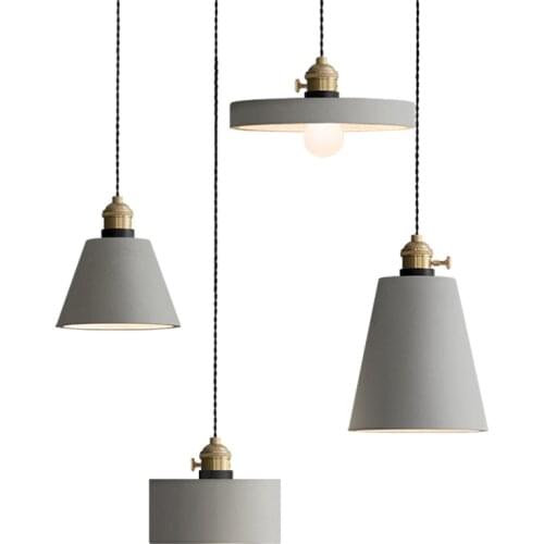 Modern Designer Creative Crafts Concrete Vasa Minimalist Gray Pendant Light Bedroom Study Dining Room Home Decor Hanging Lamps