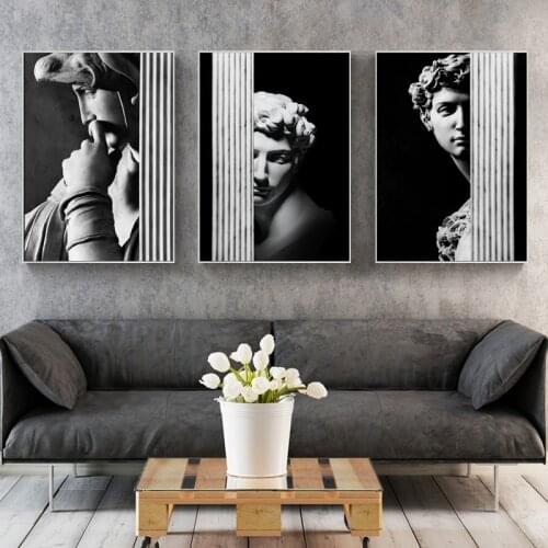 David Statue Sculpture Art Canvas Print Painting Black And White Figure Wall Picture Living Room Morden Home Decoration Poster
