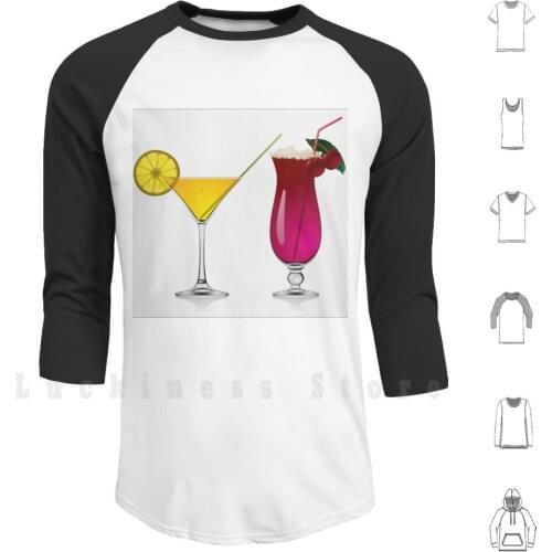 Lemon And Cherry Cocktails Hoodies Long Sleeve Bar Beach Beverage Blue Cherry Cocktail Cola