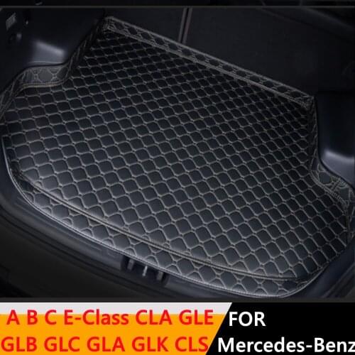 Sinjayer 5Colors Waterproof Car Trunk Mat Tail Boot Cargo Pad Carpet For Mercedes-Benz A B C E-Class GLB CLA CLS GLE GLC GLA GLK