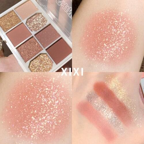 Xixi Pressed Matte Glitter Eyeshadow Palette Long-lasting Waterproof Eyeshadow Pigment Diamond Shimmer Shiny Makeup Tool TSLM2