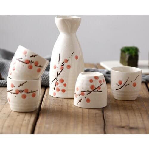 Japanese wine pot cup set ceramic creativity underglaze color sake bottle liquor restaurant hot white wine gift wineware