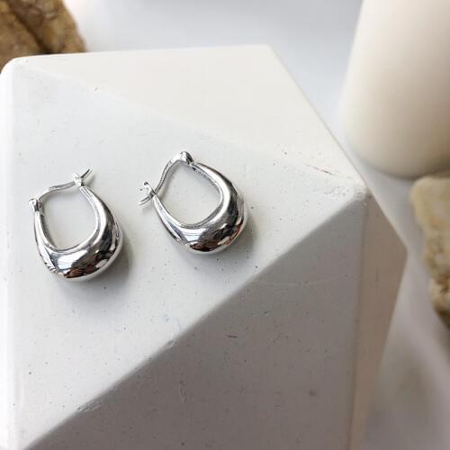 Silvology 925 Sterling Silver U Style Glossy Earrings Silver 925 Elegant Texture Drop Earrings For Women Friendship Fine Jewelry