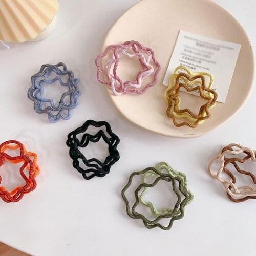 4 Pcs/Set Woman Fashion Scrunchies Wave Hair Ties Girls Ponytail Holders Rubber Band Elastic Hairband Hair Accessories