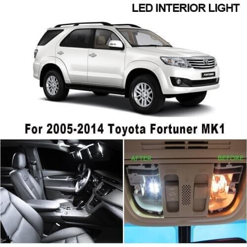 10pcs White Canbus LED Interior Dome Map Reading Light Kit For 2005-2014 Toyota Fortuner MK1 License Plate Lamp Car Accessories