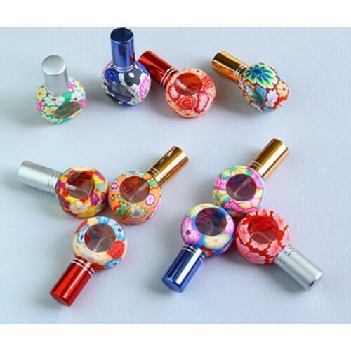 100pcs/Lot Hot Sales Pump 8ml Clay Glass Perfume Bottle Travel Polymer Clay Fimo Empty Spray Scent Bottle Pump Case Random Color