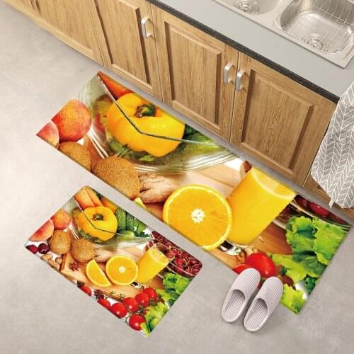 2021 Fresh Fruit Juice Pattern Hallway Carpets Kitchen Entrance Door Mat Flannel Anti-slip Area Rugs Living Room Bedroom Decor