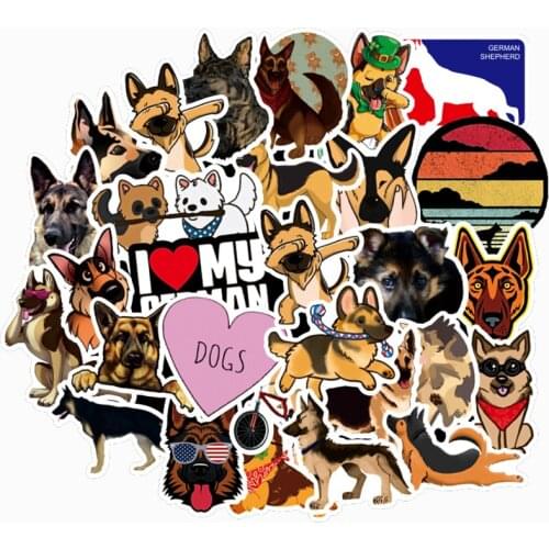 50Pcs Cute Cartoon German Shepherd Dog Sticker Scrapbook Refrigerator Notebook Computer Childrens Toys Graffiti PVC Sticker