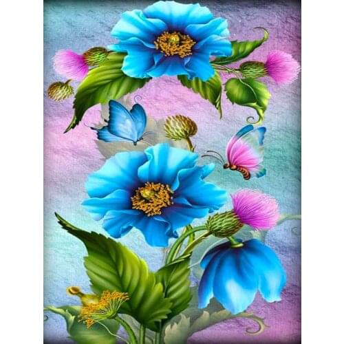 5D DIY Diamond Painting Kits Flower Butterfly Full Round With AB Drill Diamond Embroidery Mosaic Rhinestone Pictures Home Decor