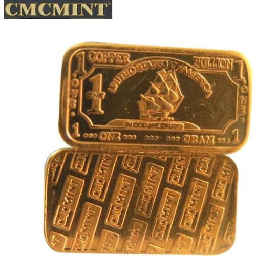 1 Gram .999 Fine Copper Iron Ship Bullion Bar United States Of America Replica Coin Collection Xmas Christmas Free Shipping A110