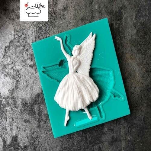 Ballet Wing Girl Cake Tool baking silicone mold hightemperature DIY chocolate cake decoration fondant Epoxy silicone mold J059