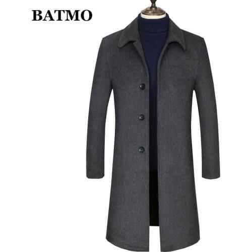Batmo 2019 new arrival winter high quality wool thicked casual long trench coat men,mens winter warm coat,plus-size M-4XL 1882
