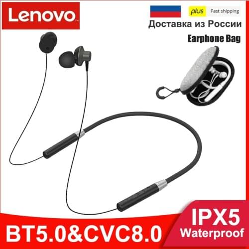 Lenovo HE05 Wireless Earphones Bluetooth 5.0 Magnetic Neckband Headsets IPX5 Waterproof Sport running Earbuds Noise Cancelling