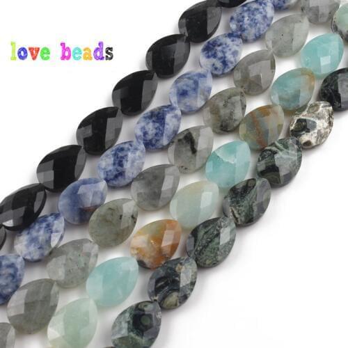 Natural Gem Stone Beads 13*18mm Labradorite Amazonite Faceted Water Drop Shape Stone Beads For Jewelry Making DIY Bracelets11pcs
