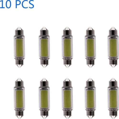 CENREE 10pcs COB led Car Festoon Lights White 12V Headlight for cars License plate Interior Reading Light