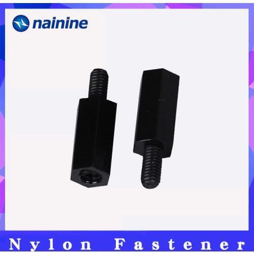 [M2-M4*L+6mm] Black Thread Spacing Screw Plastic For PCB Motherboard Fixed Nylon Standoff Spacer Pillar NL16