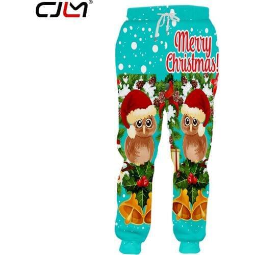 CJLM Mens 3D Printed Lovely Owl Bell Clothing Trend Best Man Pants Christmas Loose 6XL Sweatpants
