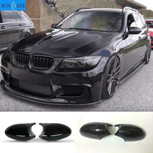 For BMW 1 3 Series E81 E82 E87 E88 E90 E91 E92 E93 Side Wing Gloss Black Mirror Cover Cap Rearview Mirror Shell Car Accessories