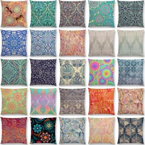 Exotic Gorgeous Geometric Porcelain Home Decorative Pattern Psychedelic Ombre Flower Sofa Throw Pillow Car Cushion Cover 45x45