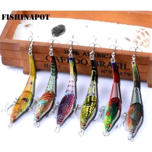 FISHINAPOT 6Pcs/lot 9.5cm/8.9g Painted Minnow Fishing Lure Artificial Hard Crankbait Wobbler Fishing Baits with 6# hooks Pesca